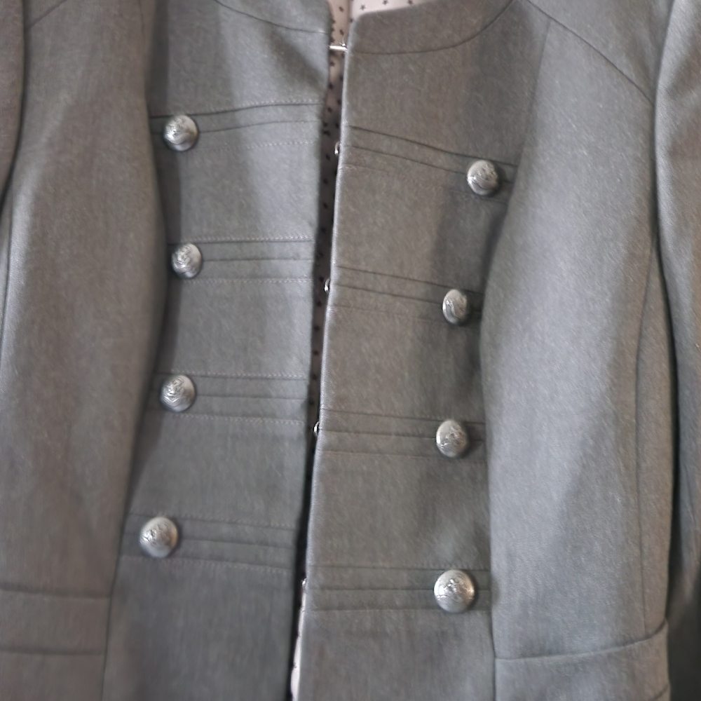 Tahari ASL Charcoal Grey Military Peplum Blazer - Size 6 - Picture 4 of 12